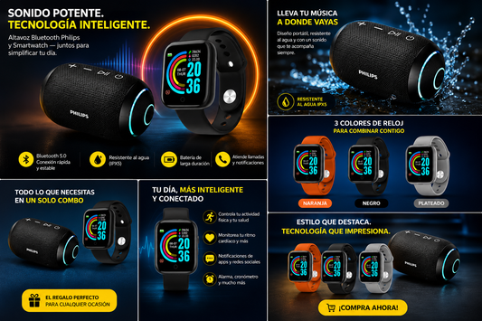 PARLANTE PHILIP ORIGINAL + SMART WATCH D